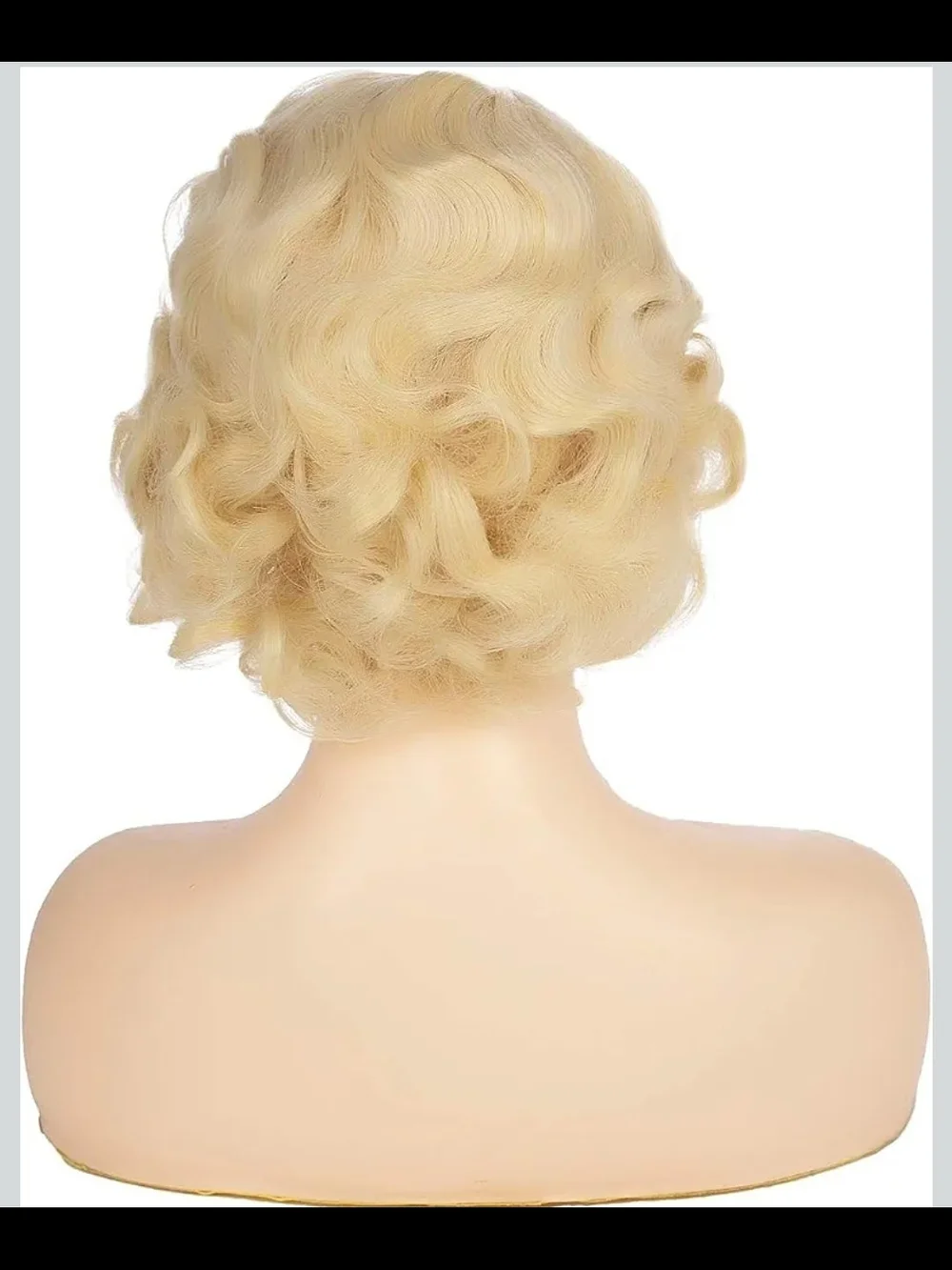 Short Blonde Curly Wig Finger Wave Synthetic Hair for Women 1920s Halloween Cosp